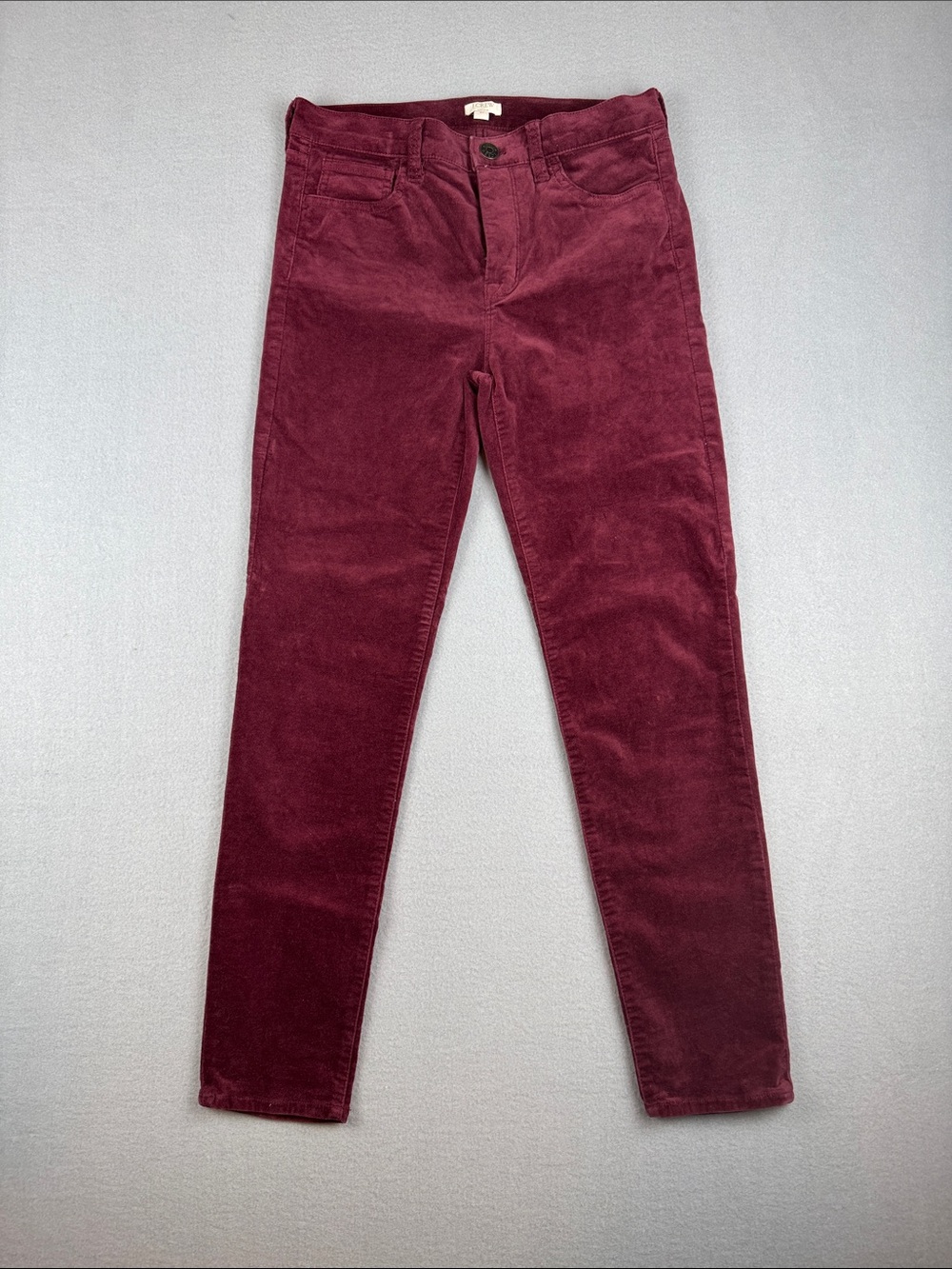 J. Crew velvet skinny Pants in Deep Burgundy
Size: 27